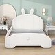 preview thumbnail 2 of 12, Full Size Upholstered Platform Bed with Cartoon Ears Headboard, White - Sturdy Frame & Comfortable Design for Kids