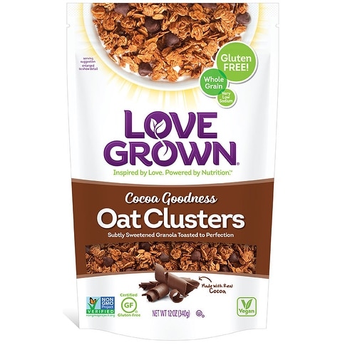 Love Grown Foods Oat Clusters - Cocoa Goodness - Case of 6 - 12 oz.