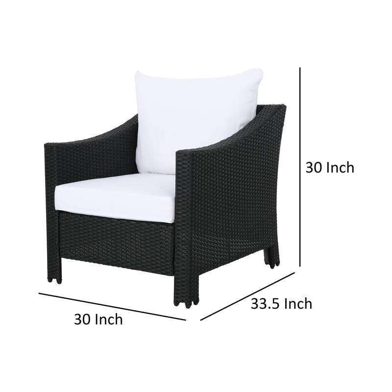 Annie Outdoor Armchair Set of 2, White Fabric, Gray PE Rattan Wicker, Iron