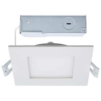10 Watt LED Direct Wire Downlight Edge-lit 4-Inch CCT Selectable Square Remote Driver