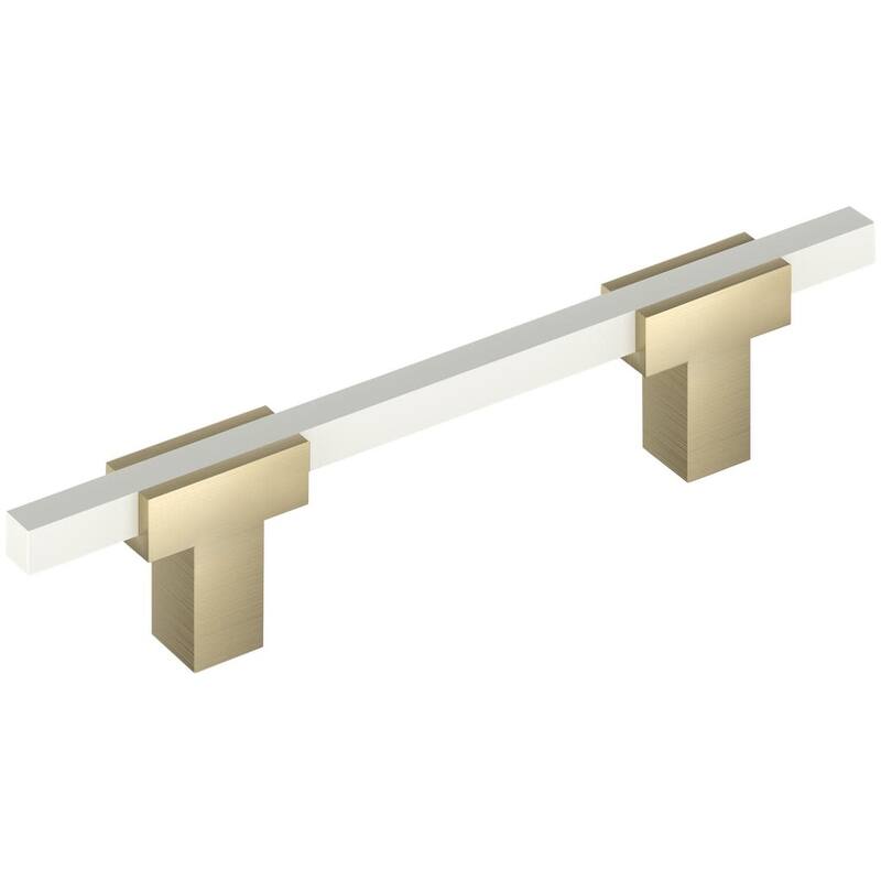 Amerock Urbanite 3-3/4 Inch Center to Center Bar Cabinet Pull - Golden Champagne / White