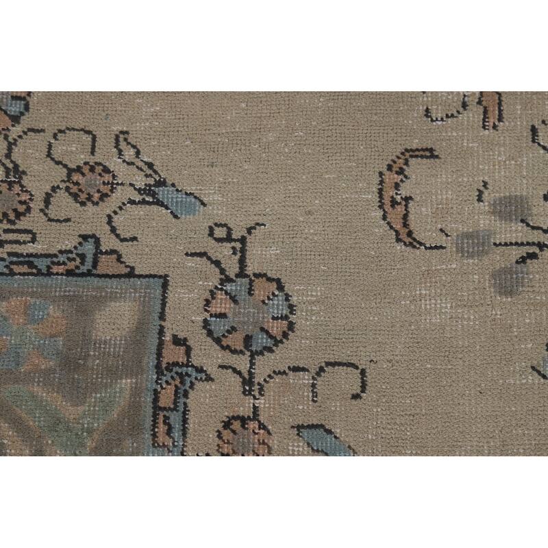 Geometric Tabriz Persian Rug Hand-Knotted Beige Wool Carpet - 8'2"x 10'6"