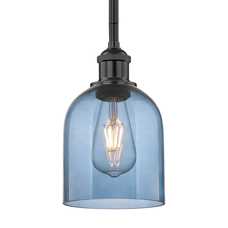 Innovations Lighting 616-1S 9 6 Bella Pendant Bella 6" Wide Mini - Matte Black / Princess Blue
