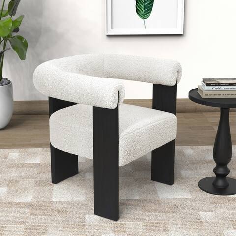 Owena Modern Armchair Upholstered Brushed Fabric with Padding Wood Frame