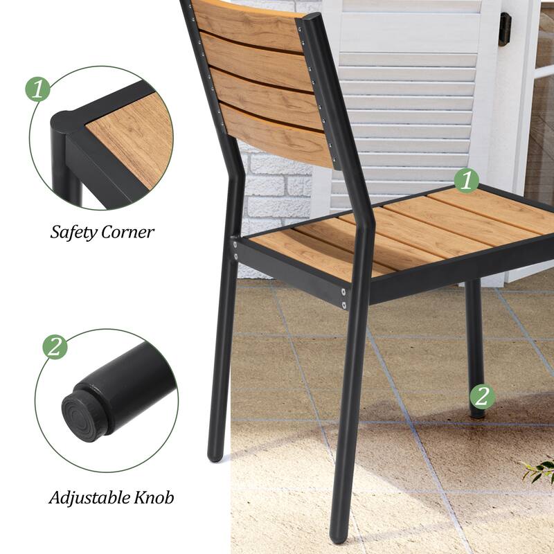 Pellebant 7/9PC Outdoor Rectangle Aluminum Dining Table with Stackable Chairs
