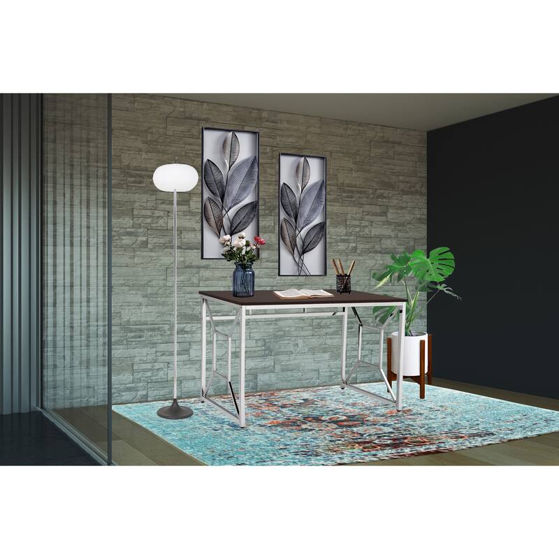 Modern Home Office Desk with Polished Chrome Frame, Durable Anti-Scratch Surface, and Stylish Design
