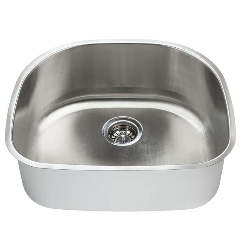 Fine Fixtures D-shaped Undermount Stainless Steel Single Bowl Sink - 21.5" x 20.24" - Inside dimensions