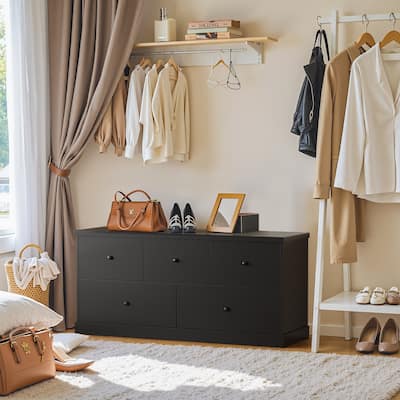 Furniwell 5 Drawers Dresser 45" TV Stand Cabinet Organizer Modern Wood Chest for Bedroom Living Room