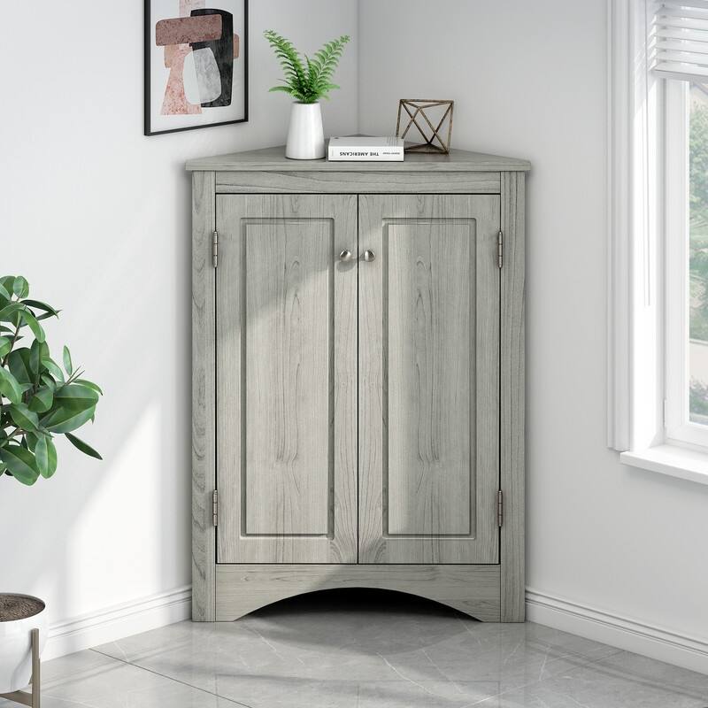 Bathroom Storage Cabinet with Adjustable Shelves, Triangle Bathroom Storage Cabinet, Freestanding Floor Cabinet