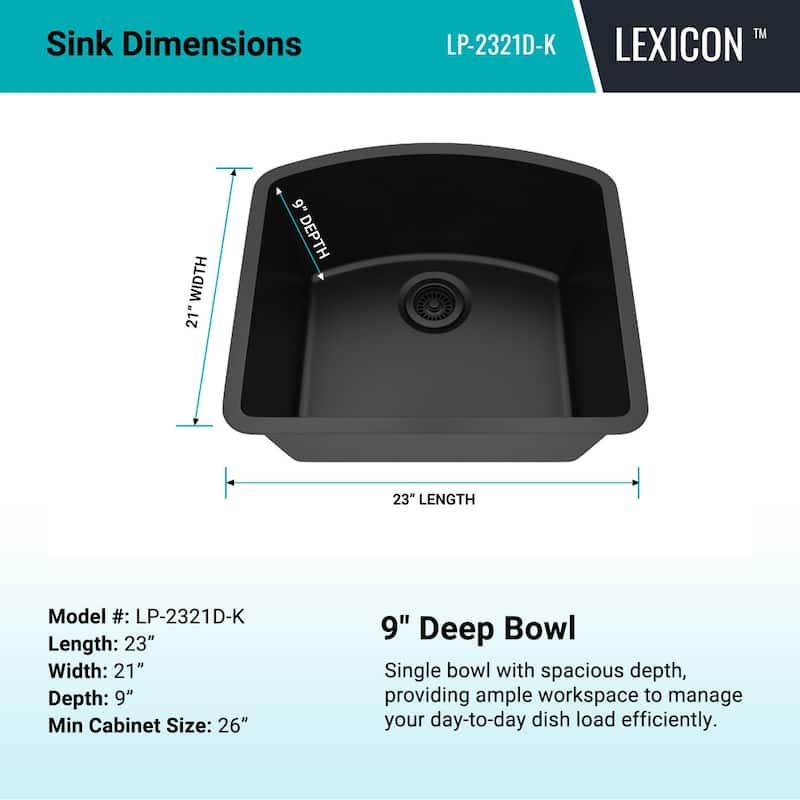 Lexicon Platinum 2321D Quartz Composite Single Bowl Kitchen Sink