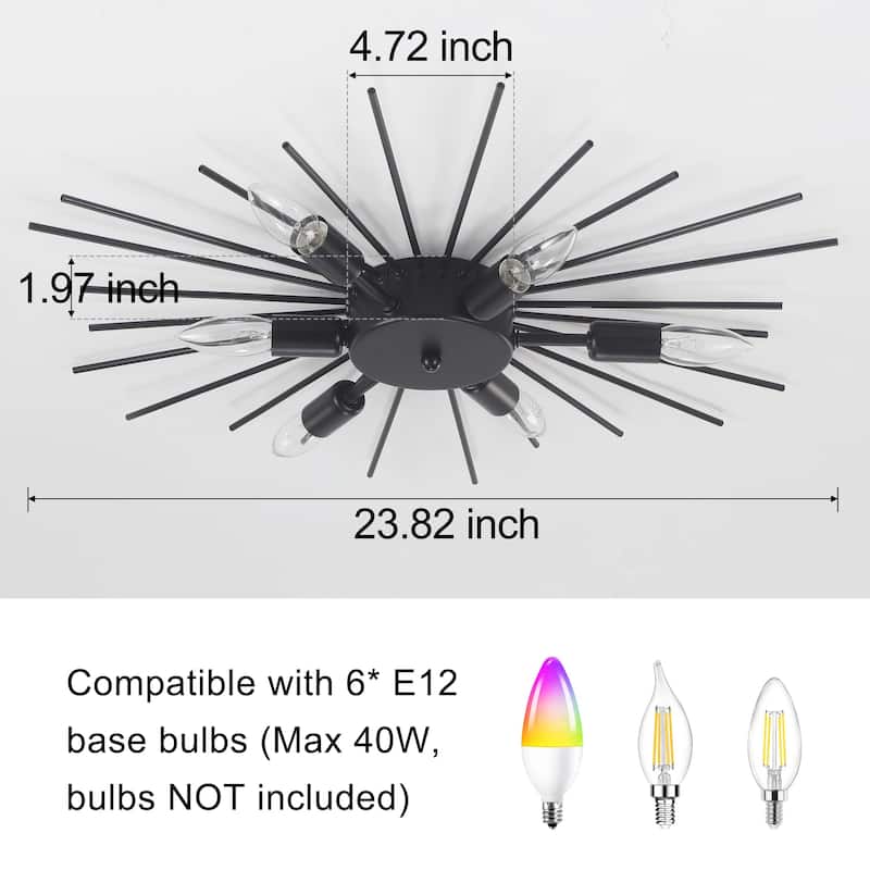 Starsky Contemporary 6-Light Sputnik Geometric Flush Mount