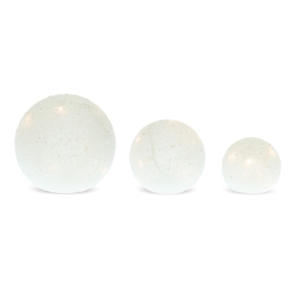 Set of 3 LED Frosted Glass Globes with Timer 8"