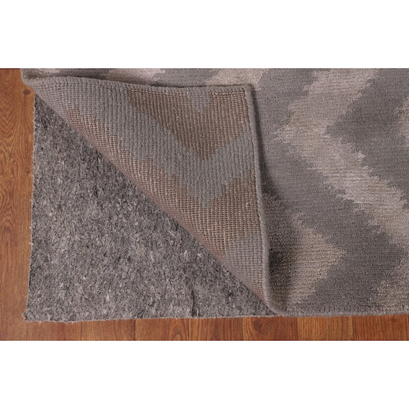 Chevron Style Nepalese Area Rug Handmade Wool Carpet - 8'11" x 11'7"