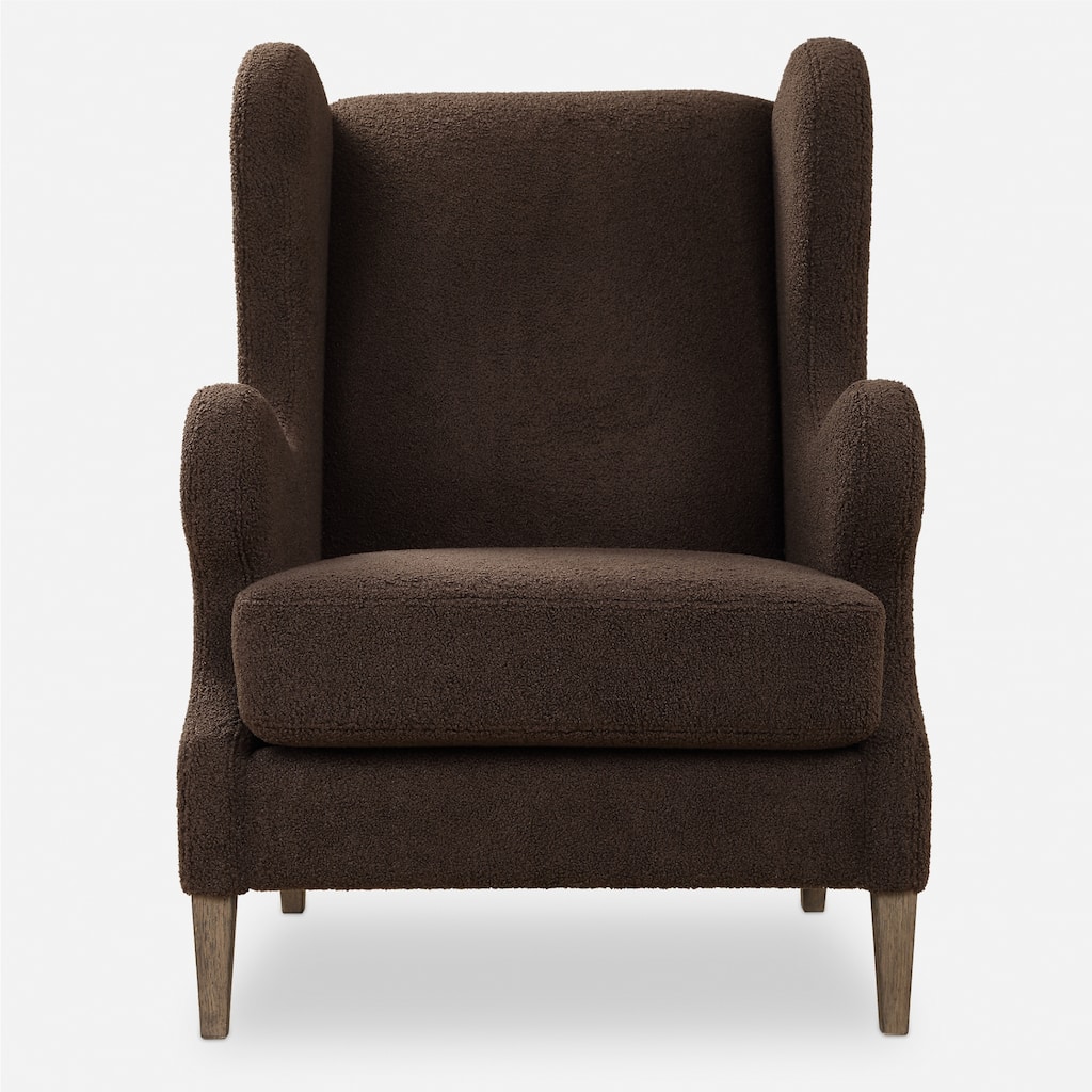 Solid Wingback Accent Chair with Tapered Legs - 40" - Brown