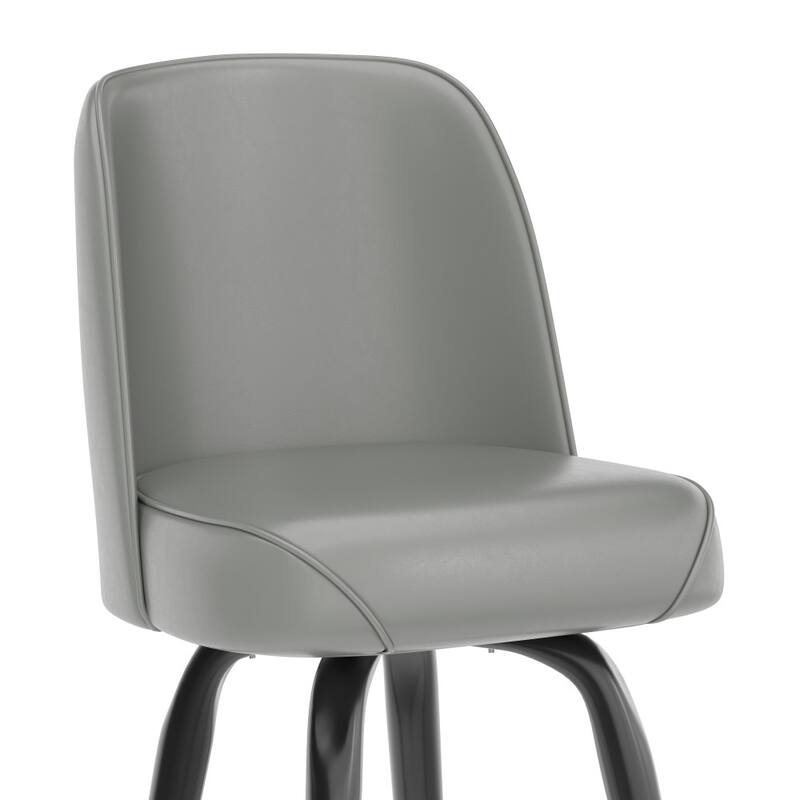 Metal Barstool with Swivel Vinyl Upholstered Bucket Seat and Footrest - 18.5"D x 18.5"W x 42.5"H