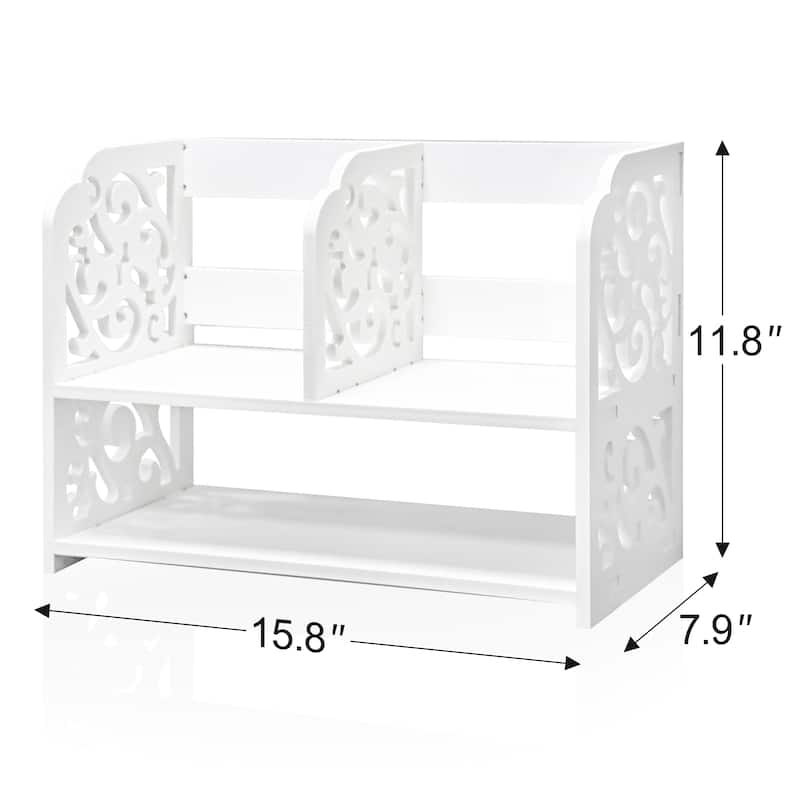 Retro 3-Compartment White Wood Desk Organizer