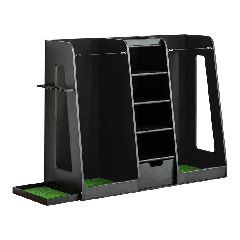 55.5''x16''x37''(LxWxH) Wooden Golf Bag Organizer and Storage Rack