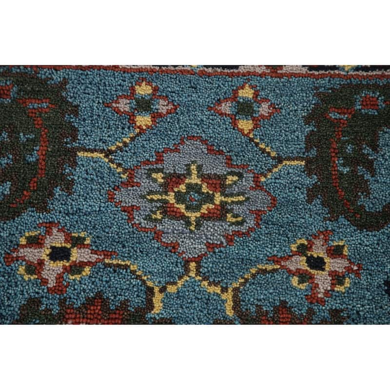 Blue Oushak Accent Rug Hand-Knotted Wool Carpet - 4'0"x 5'11"