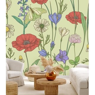 Meadow Flowers Wallpaper Peel and Stick and Prepasted - Bed Bath ...