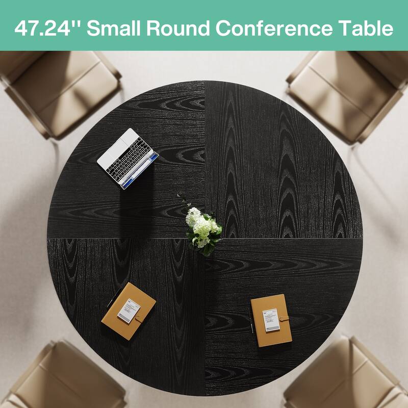 47 Inch Round Conference Table with Metal Base - 47.24" W x 47.24" D x 29.92" H