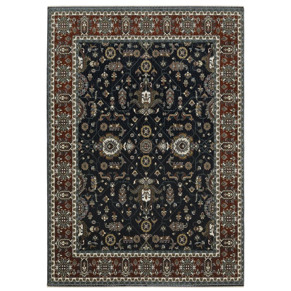 Style Haven Victoria Vintage Traditions Navy/ Rust Area Rug