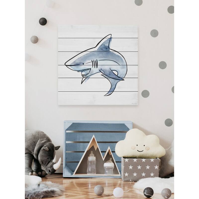 'Jaw' Painting Print on White Wood - Multi-Color