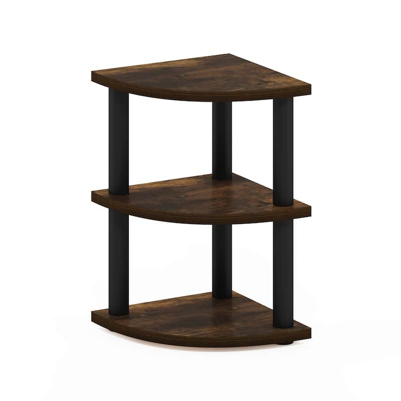 Furinno Turn-N-Tube 3-Tier Corner Countertop Organizer Shelf - Amber Pine/Black