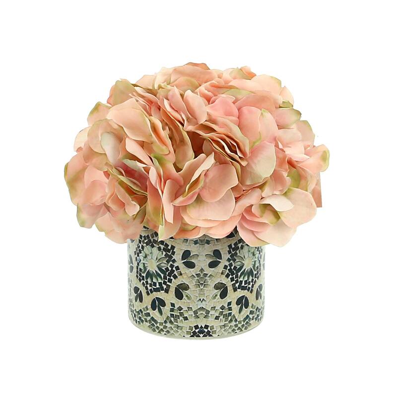 Hydrangea Arrangement in a Glass Vase - Pink, Mosaic
