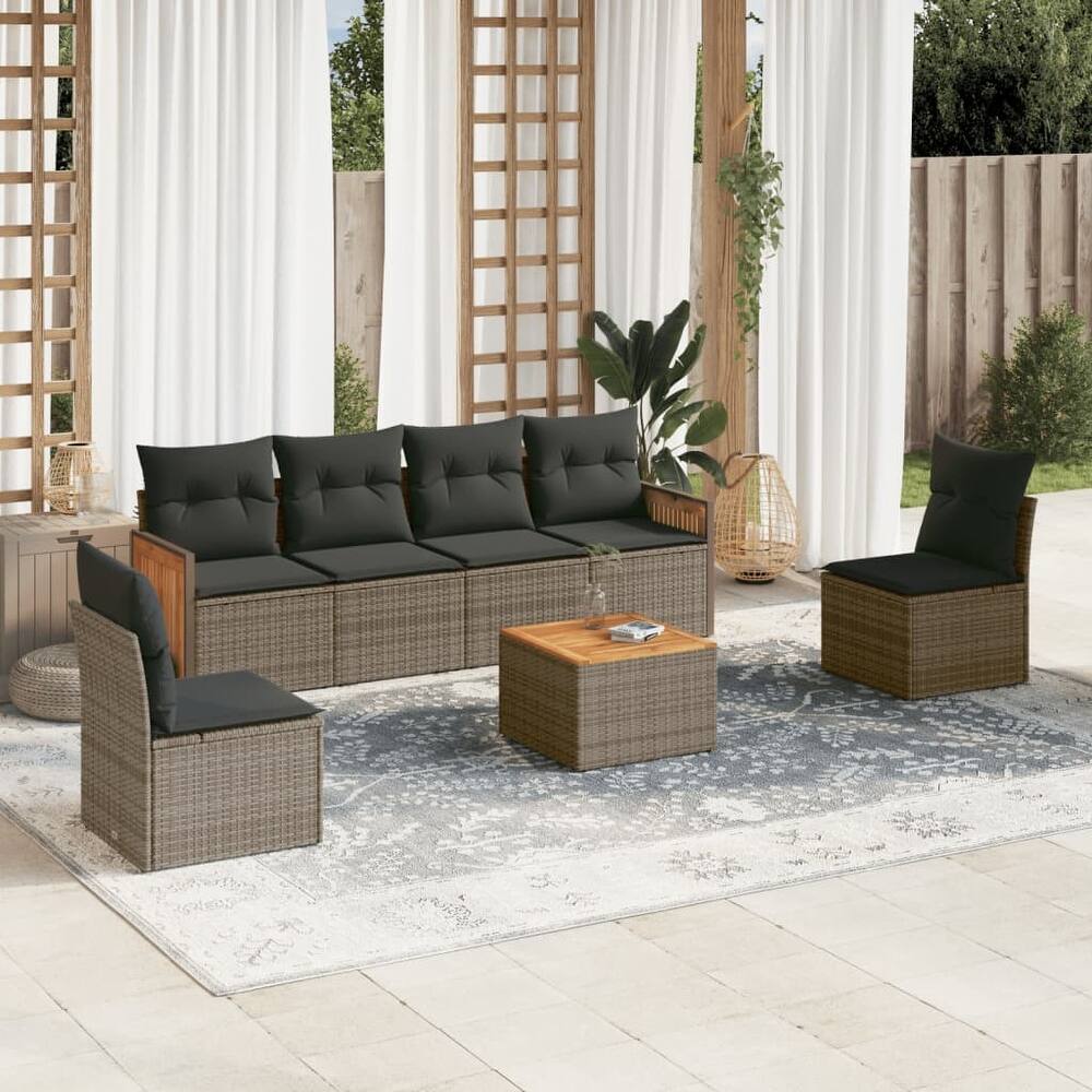 vidaXL Patio Sofa Set with Cushions Outdoor Conversation Furniture Poly Rattan