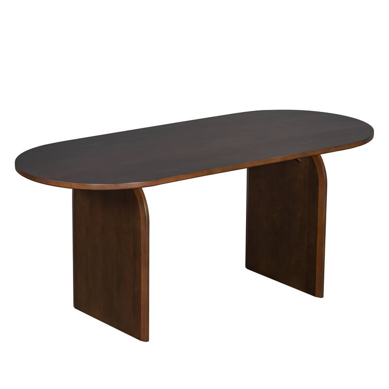 6 Piece Dining Table Set with Bench,Oval Kitchen Table Chairs Set for 6, Modern Style Dining Room Set