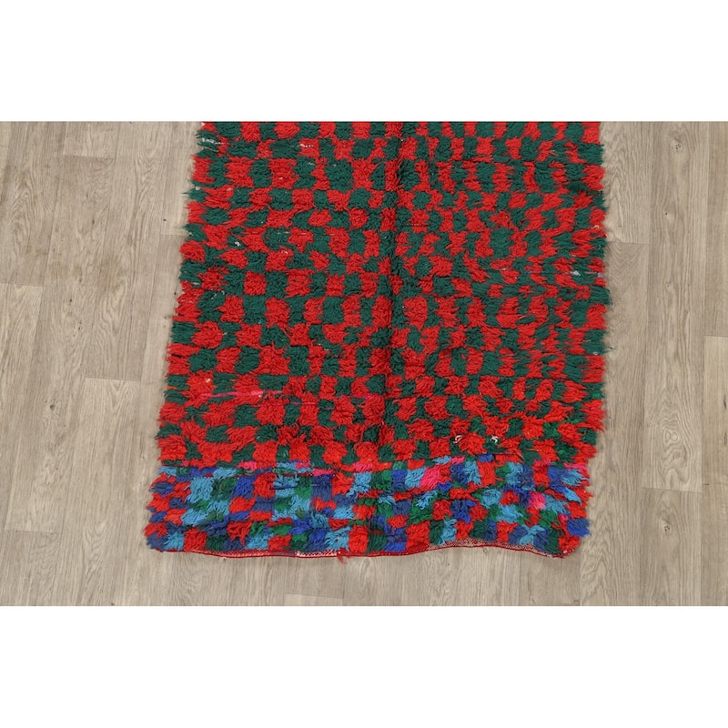 Tribal Moroccan Oriental Wool Runner Rug Hand-knotted Carpet - 3'7" x 8'1"