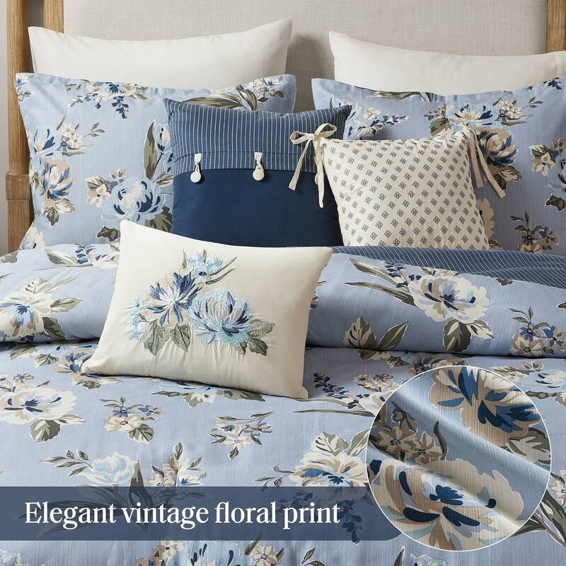 GDF Studio - Rosehaven 7-Piece Queen Vintage Floral Comforter Set