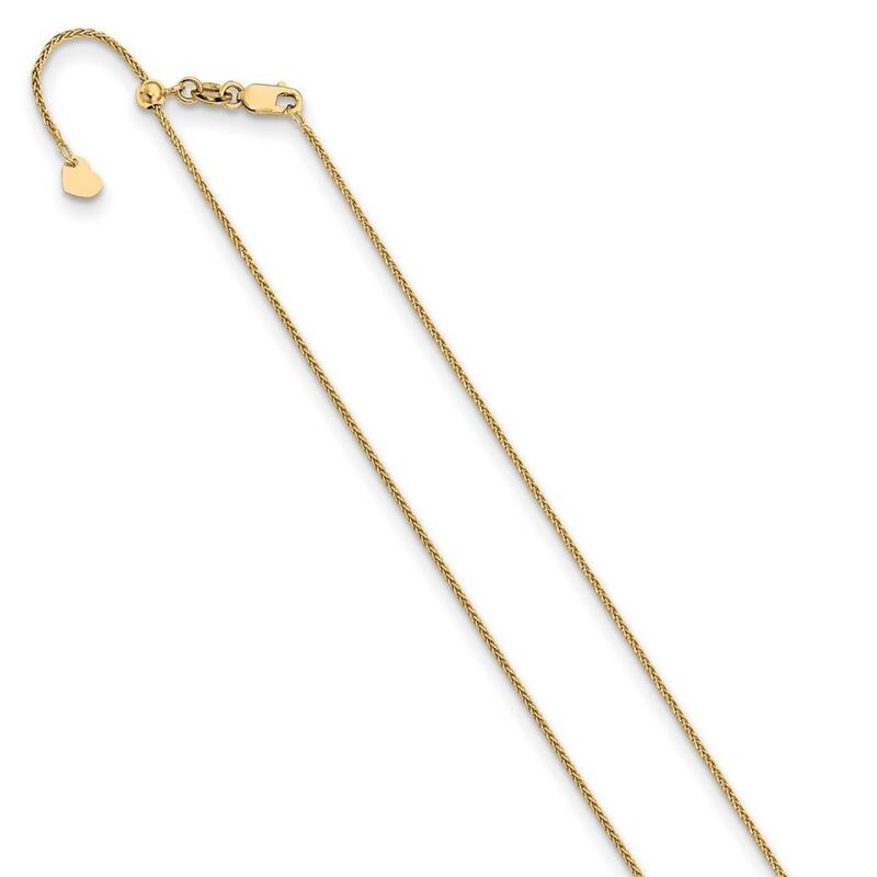 Curata Italian 10k Yellow Gold Adjustable1.0mm Wheat Chain Necklace for Women Options: 22 30