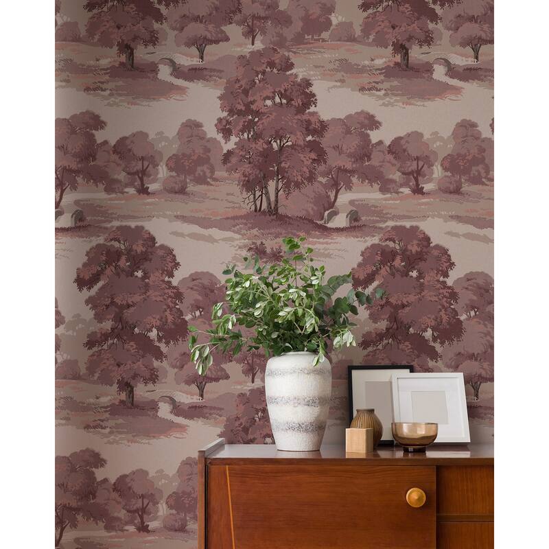 Sherwood Merlot Glade Wallpaper