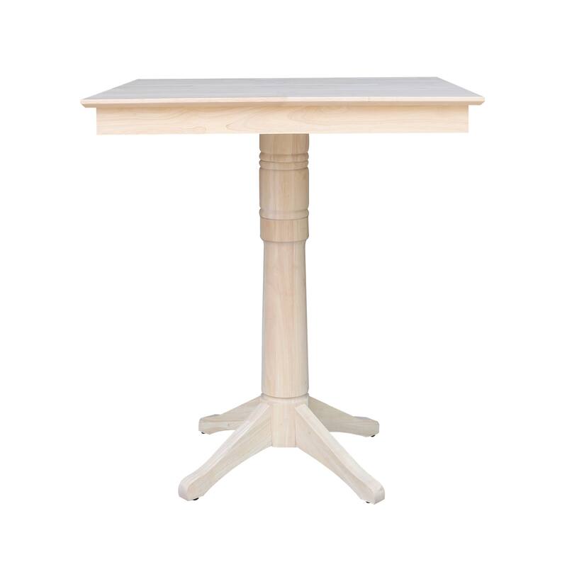 36 in x 36 in Square Top Pedestal Table - Unfinished - 41.9"H