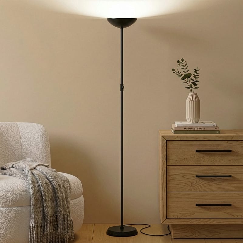 Brightech SkyLite 65 in. Classic Black Industrial LED Super Bright Floor Lamp with Built-In Gradient Dimmer Function