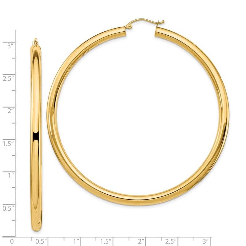 Curata 14k Yellow Gold Lightweight 72x4mm Polished Hoop Earrings