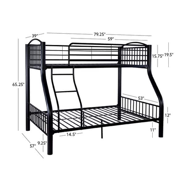 Linon Carlisle Twin Over Full Pewter Bunk Bed