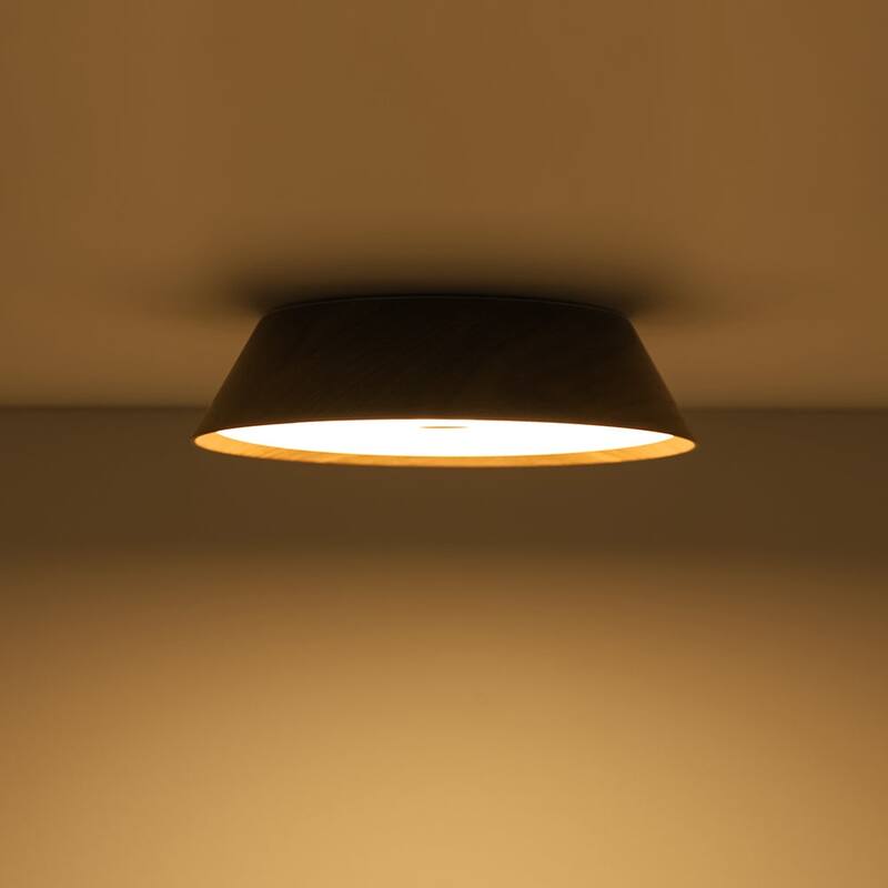 Scandinavian Conical Wood Dimmable LED Flush Mount Ceiling Light - 13.2in
