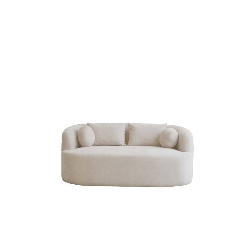 Modern Memory Foam Loveseat with 4 Pillows Chenille Fabric and High-Resilience Sponge, for Living Room, Bedroom, Apartment