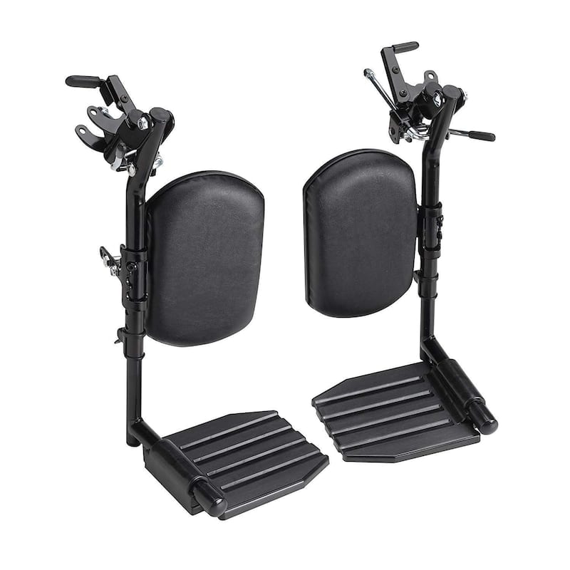 Invacare Wheelchair Elevating Legrests - Padded Calf Support, Aluminum Footplates, Adjustable Length - Black - Black