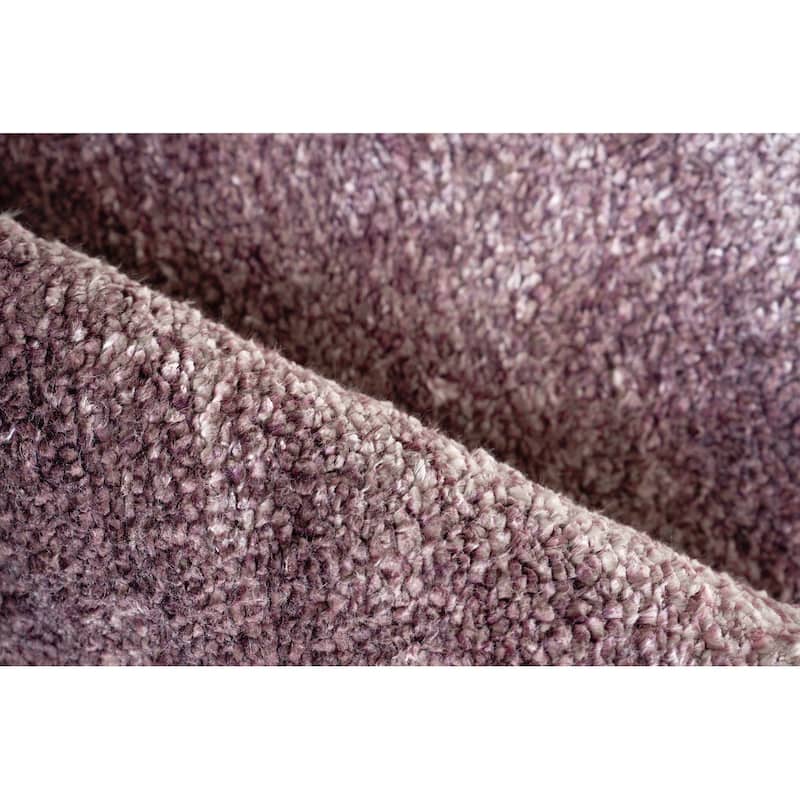 Exquisite Rugs Plush Hand-Knotted Bamboo Silk/New Zealand Wool Deep Mauve Area Rug