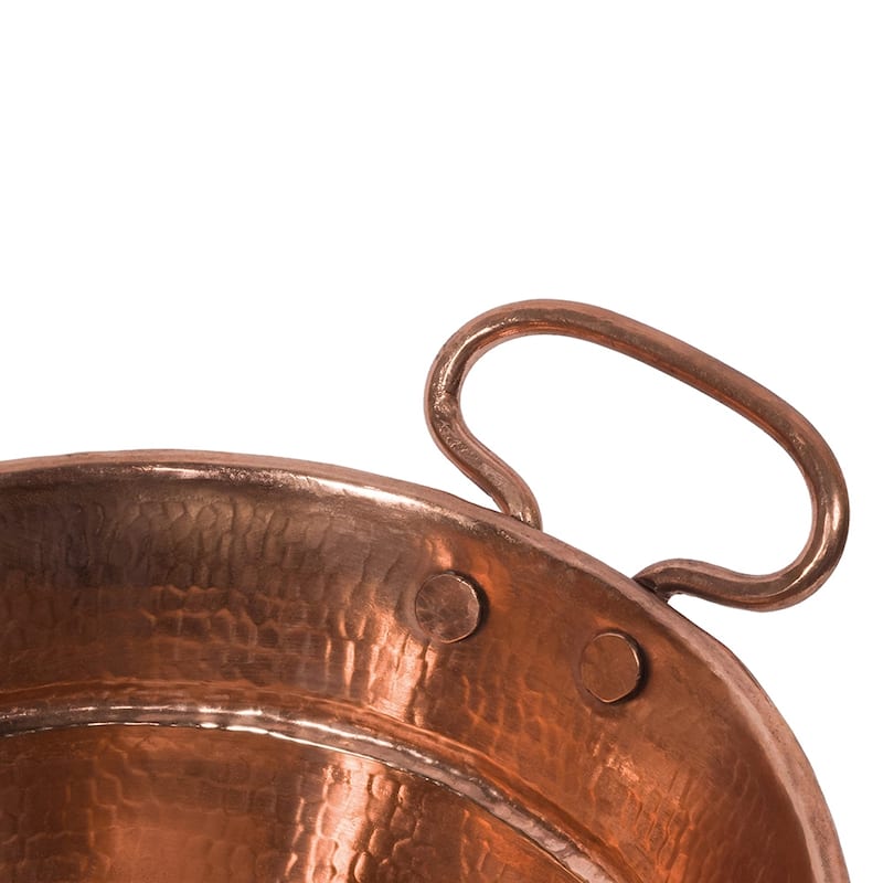16-in Oval Bucket Vessel Hammered Copper Sink with Handles in Polished Copper (VOB16PC)