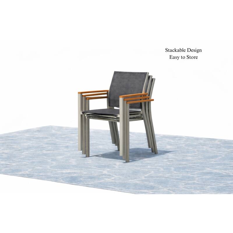 Madeira Grey Seagull 11-Piece Aluminum Outdoor Dining Set with Sling Set in Pewter - N/A