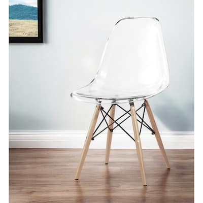 Clear And Natural Heavy Duty Plastic And Wood Dining Side Chair