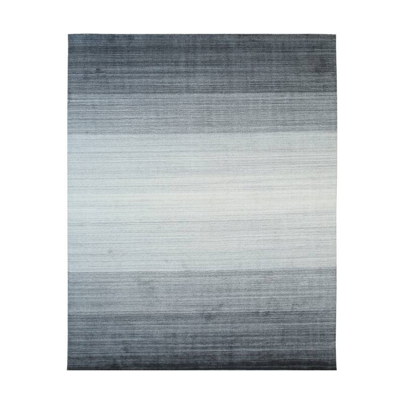 Charcoal Handloomed Wool Transitional Rug 8' x 10' - Modern Cut Design Plush Durable High Traffic - N/A