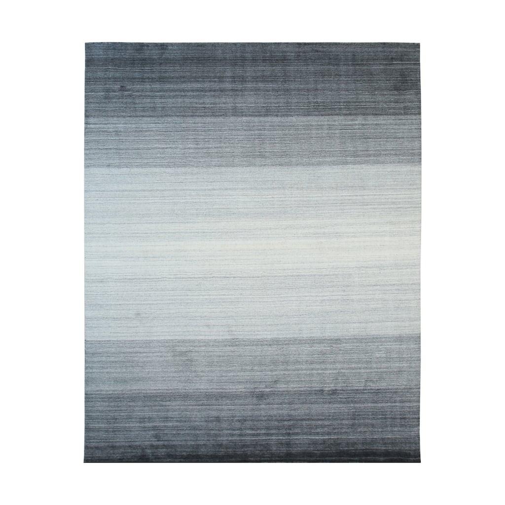 Charcoal Handloomed Wool Transitional Rug 9' x 12' - Modern Cut Design Plush Durable High Traffic - N/A