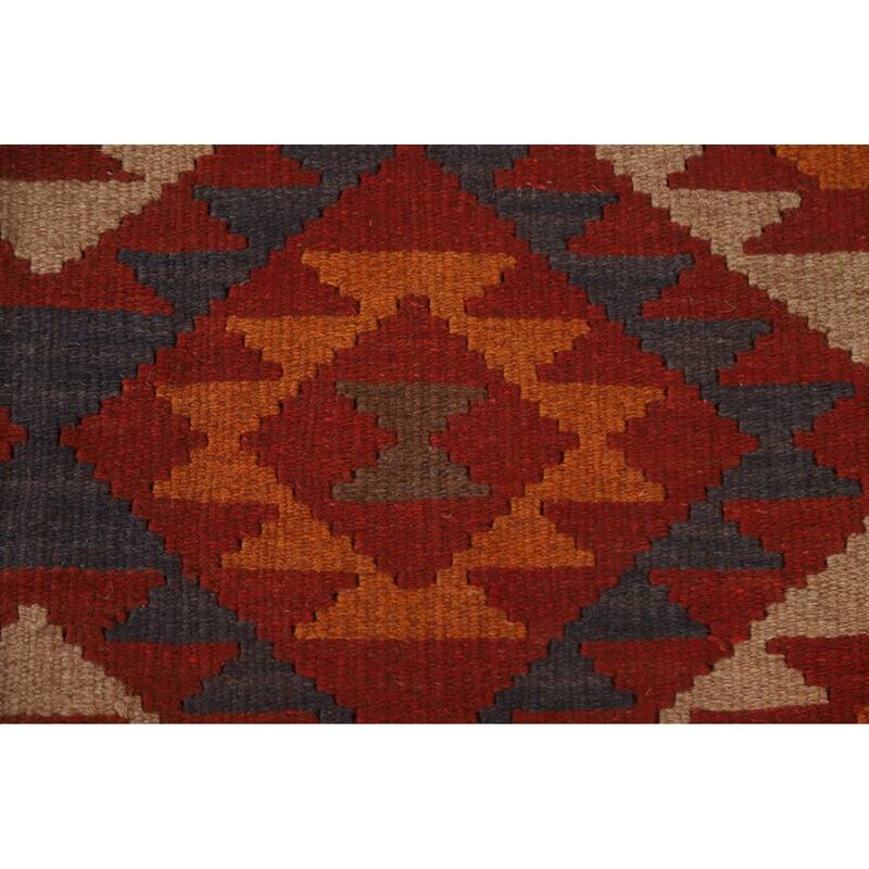 Reversible Kilim Area Rug Hand-woven Living Room Wool Carpet - 5'0" x 6'7"