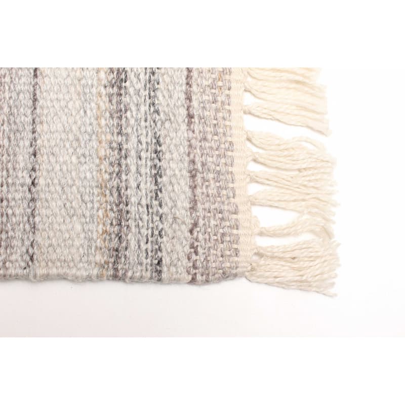 ECARPETGALLERY Flat-Weave Ankara FW Light Grey Wool Kilim - 5'2 x 7'8