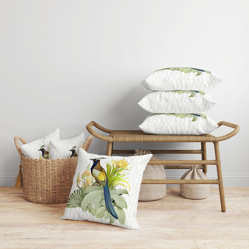 Woodland Flyers Faux Suede Reversible Throw Pillow White and Green